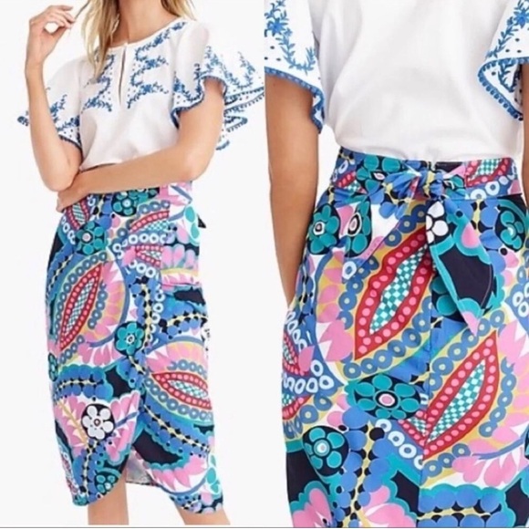 J. Crew Tie-back tulip skirt in colorful Ratti kaleidoscope floral size 4 - Picture 1 of 3